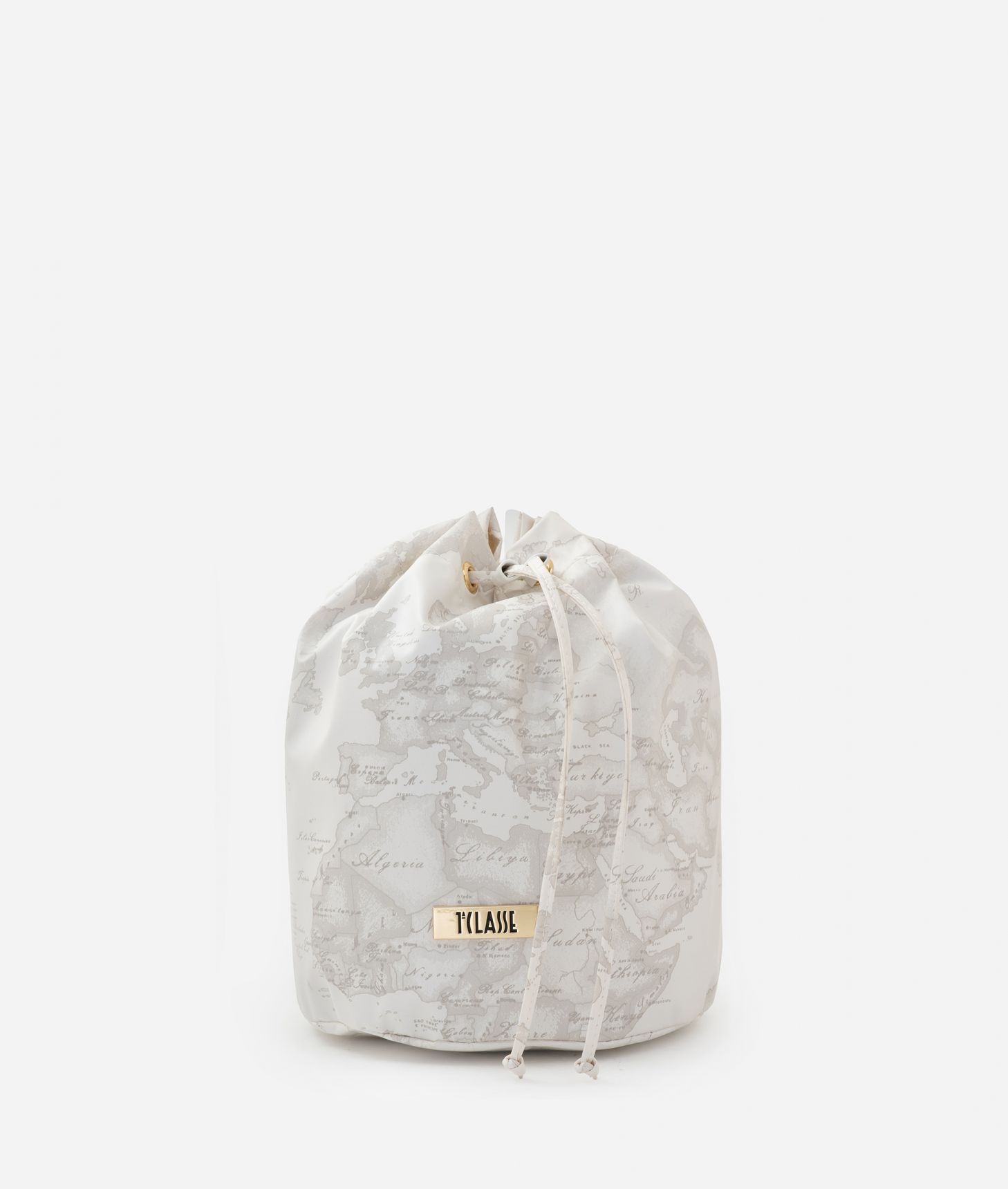 Drawstring beauty case Geo White,front