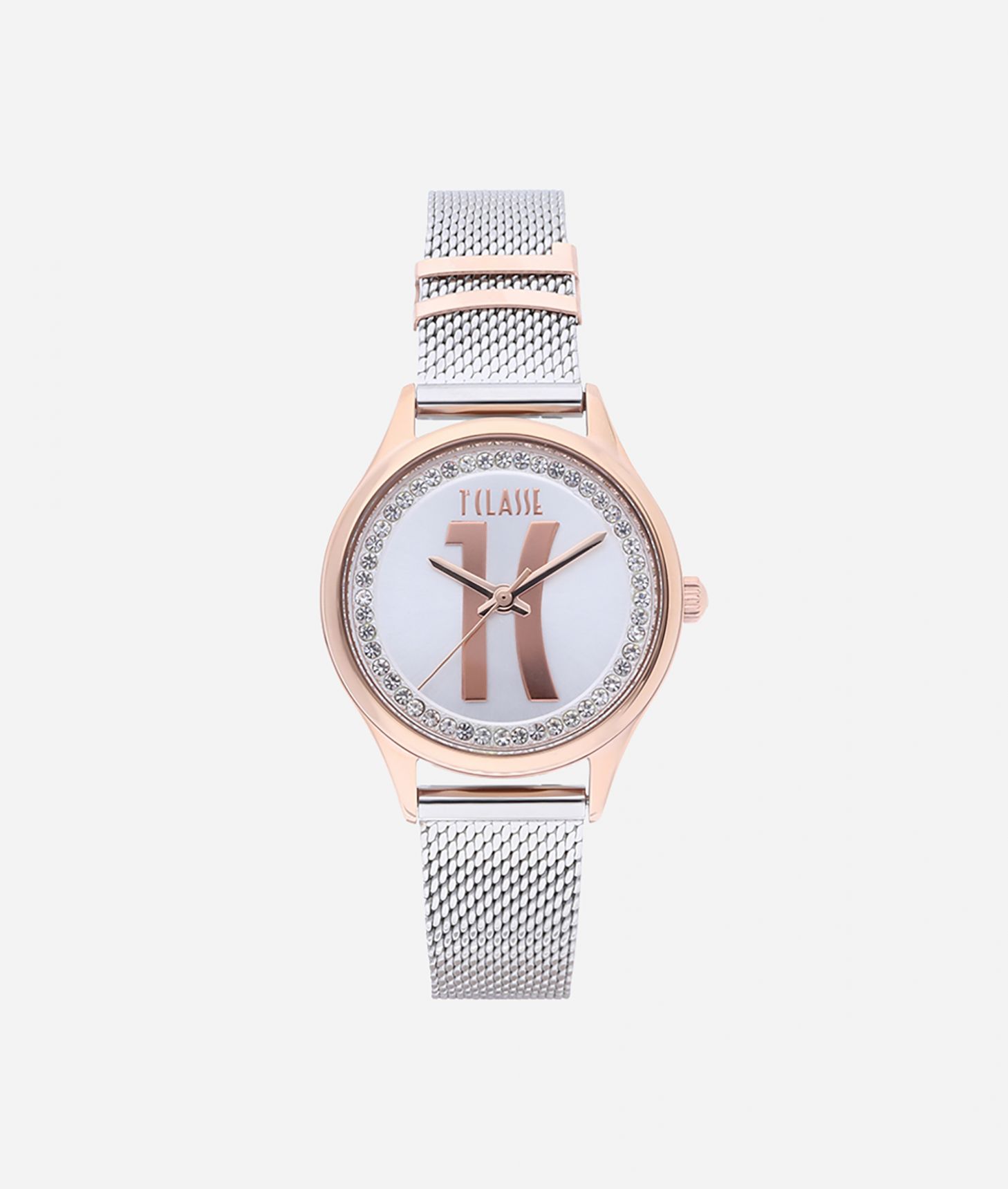Mykonos Bicolor stainless steel watch Silver and Rose Gold,front