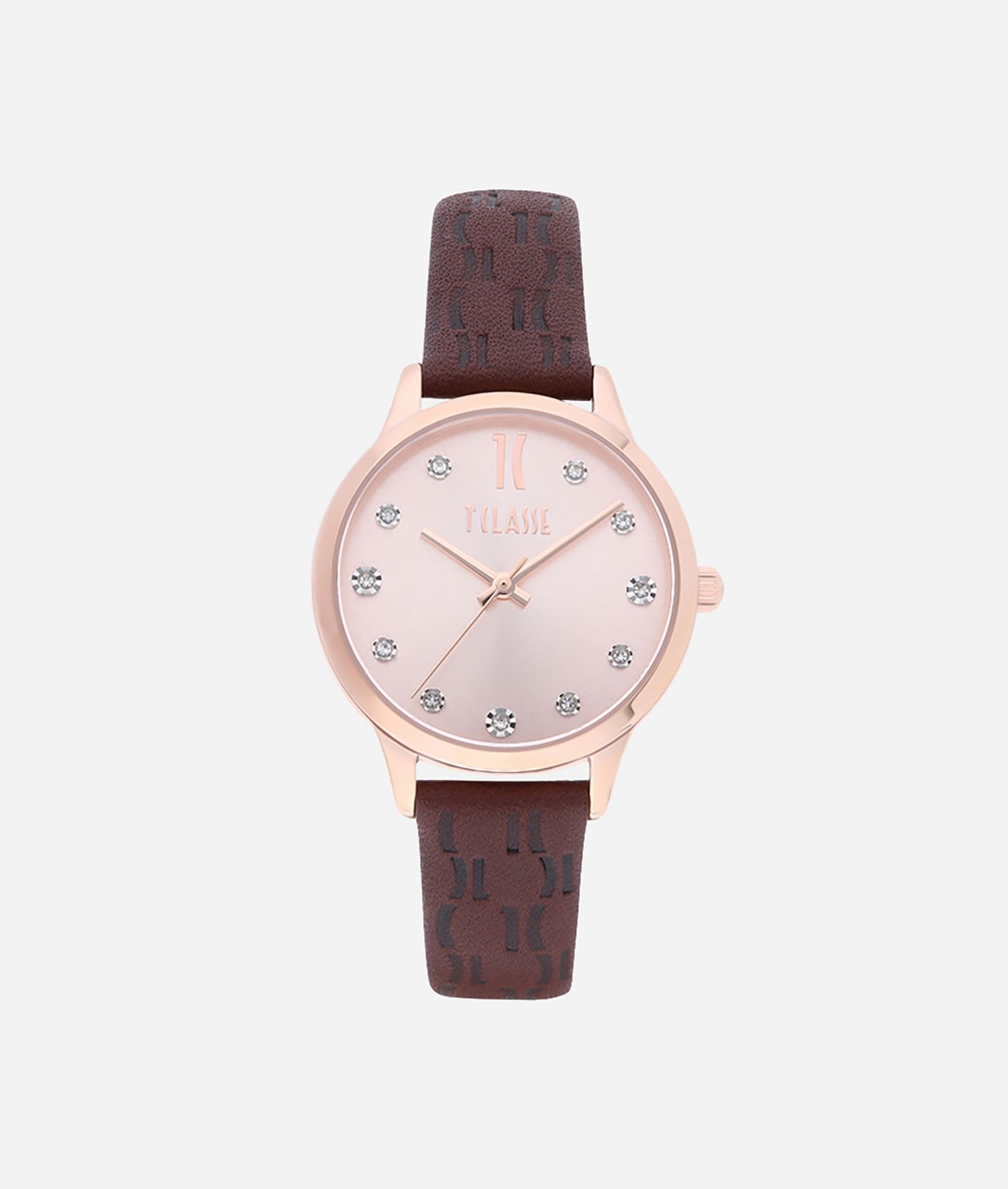 Formentera Watch with Monogram print leather strap Brown,front