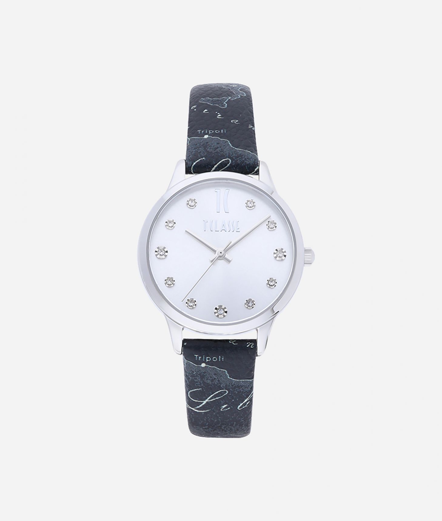 Formentera Watch with Geo Night print leather strap,front