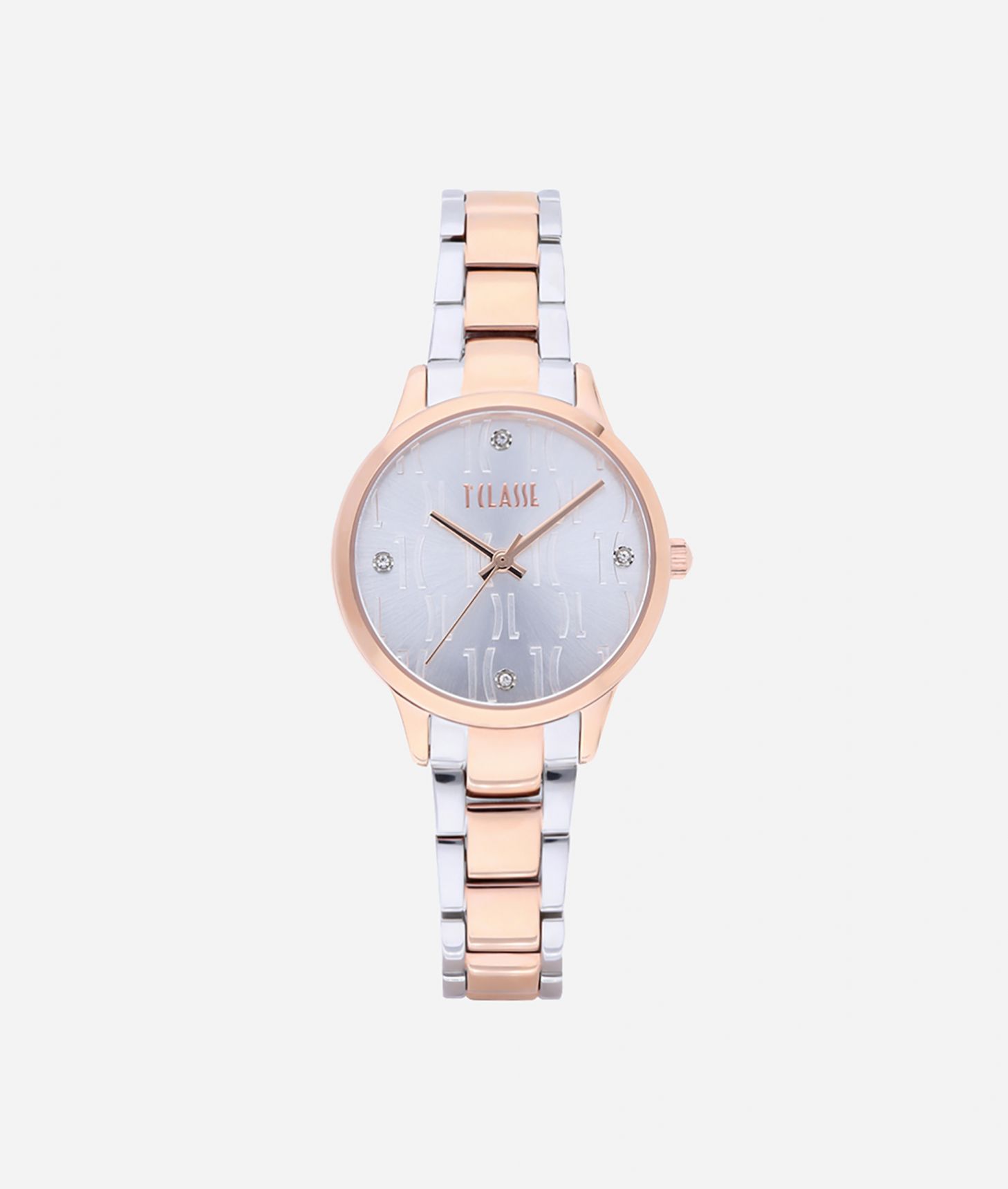Formentera Bicolor stainless steel watch Silver and Rose Gold,front