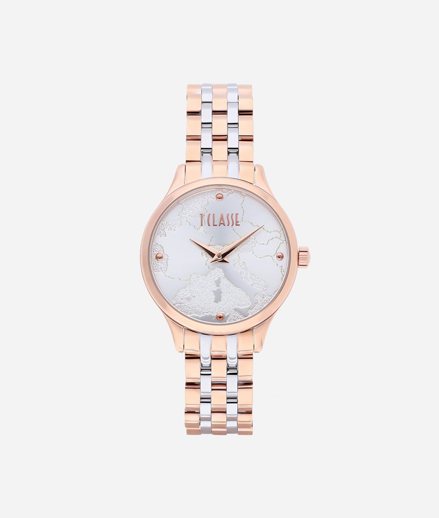 Capri Bicolor stainless steel watch Rose Gold and Silver,front