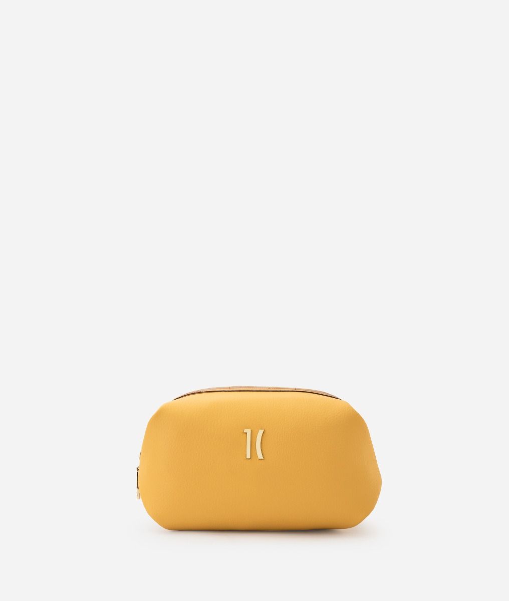 Beauty case in synthetic Yellow Honey,front