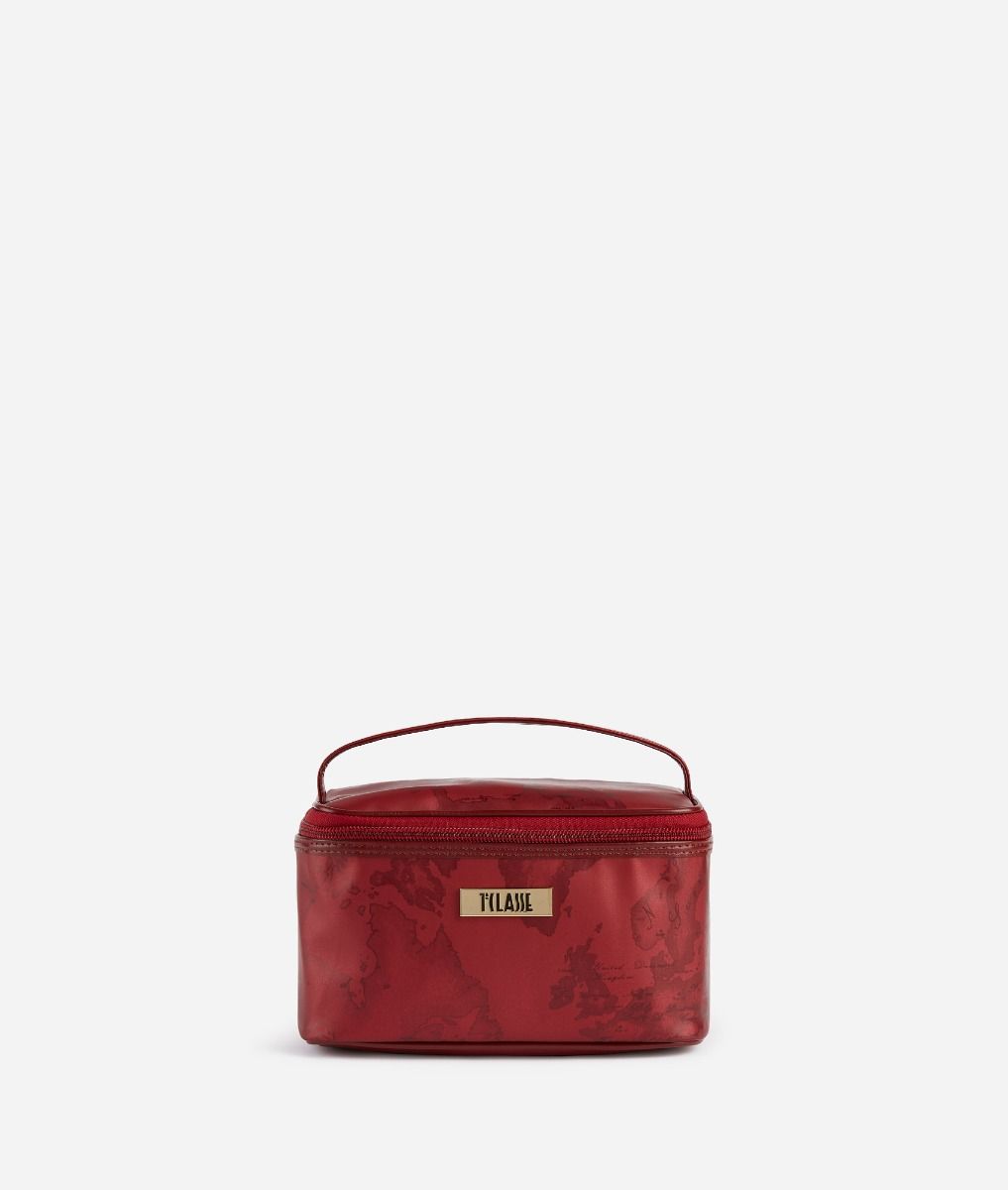 Small beauty case with map print Red,front