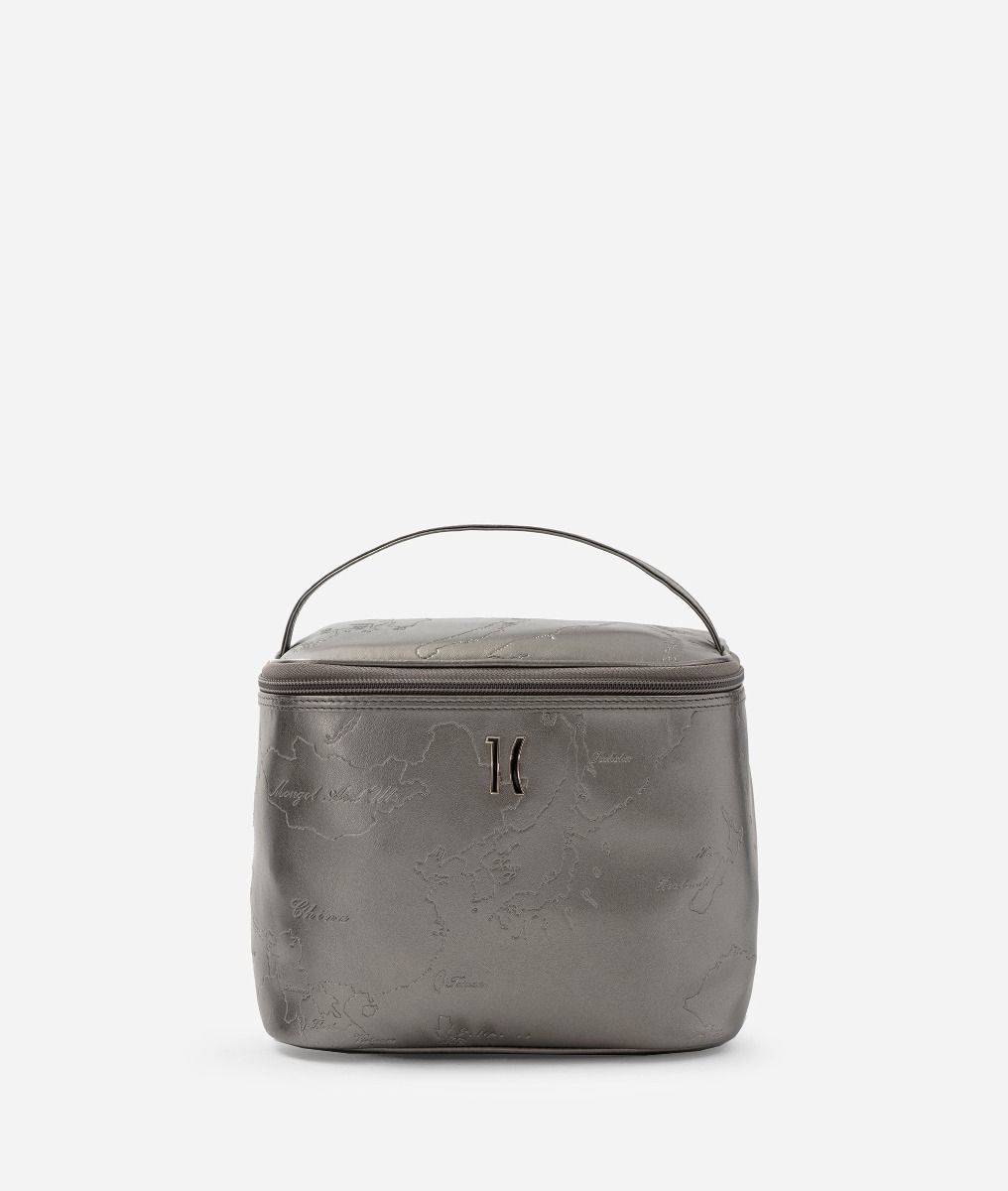 Beauty-case with handle Pewter,front