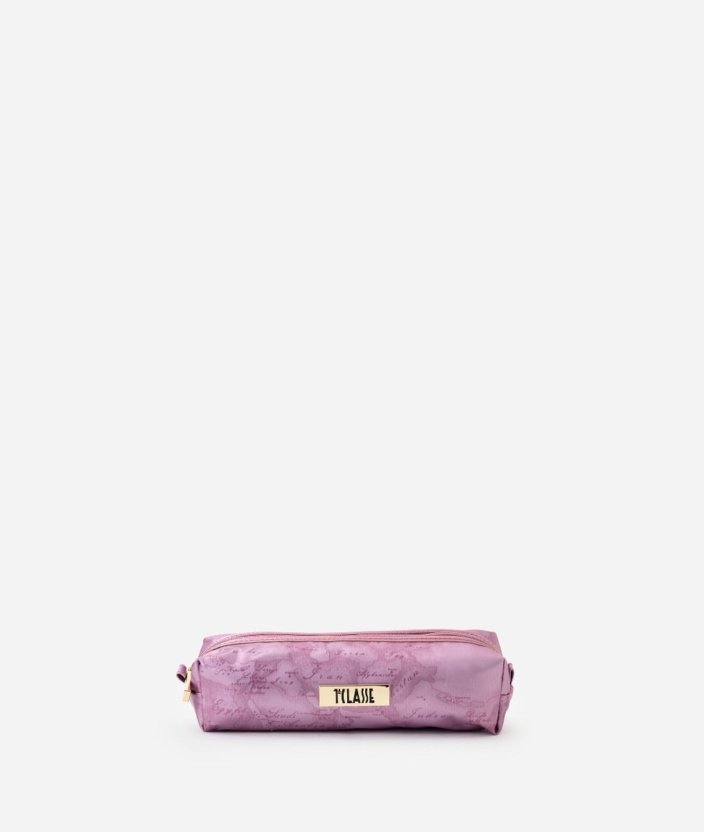 Pencil case in rubberized fabric Orchid Pink,front