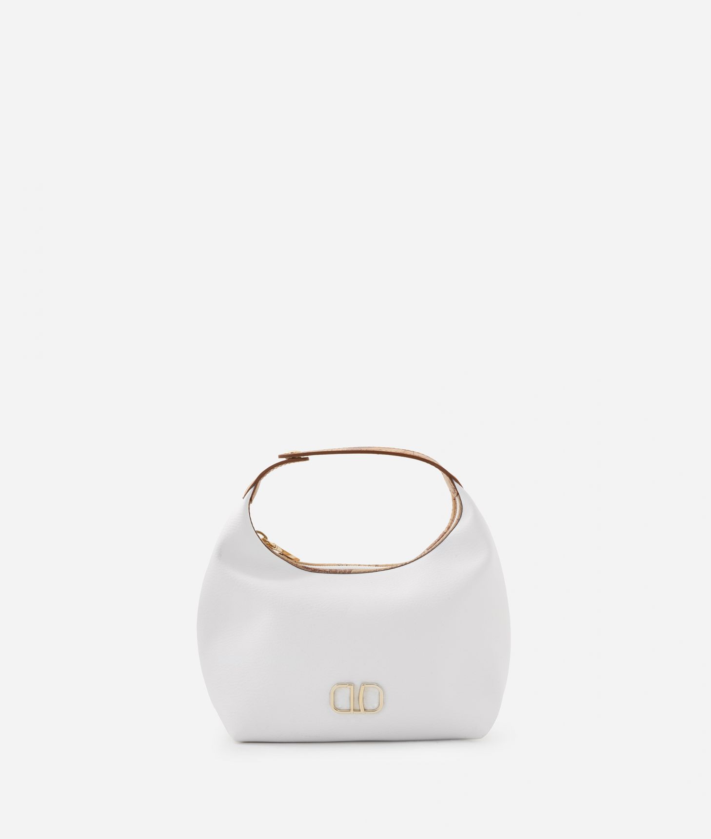 Small pouch with handle and 1C detail White,front