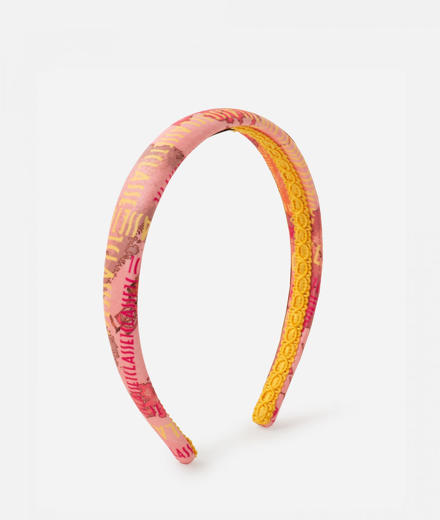 Logomania print satin headband Lobster Red,front
