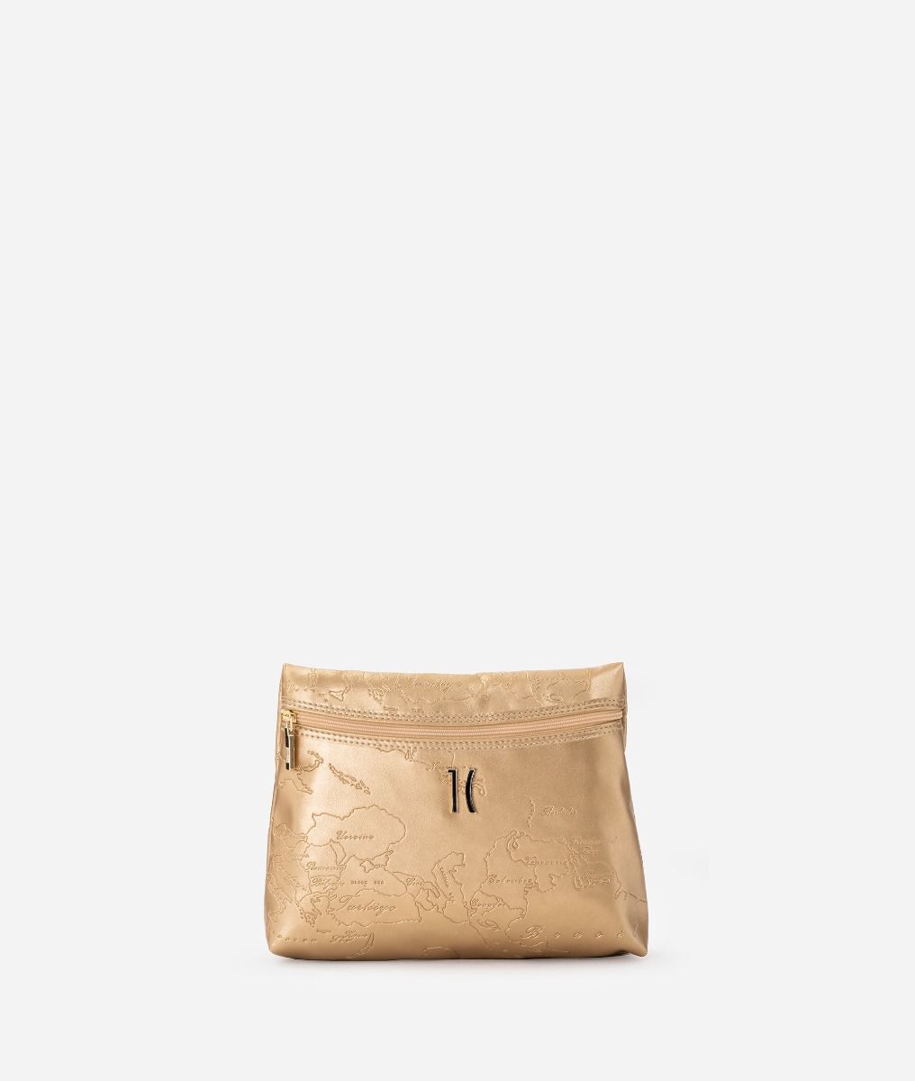 Trapezoid-shape bag in matt laminated fabric Gold,front