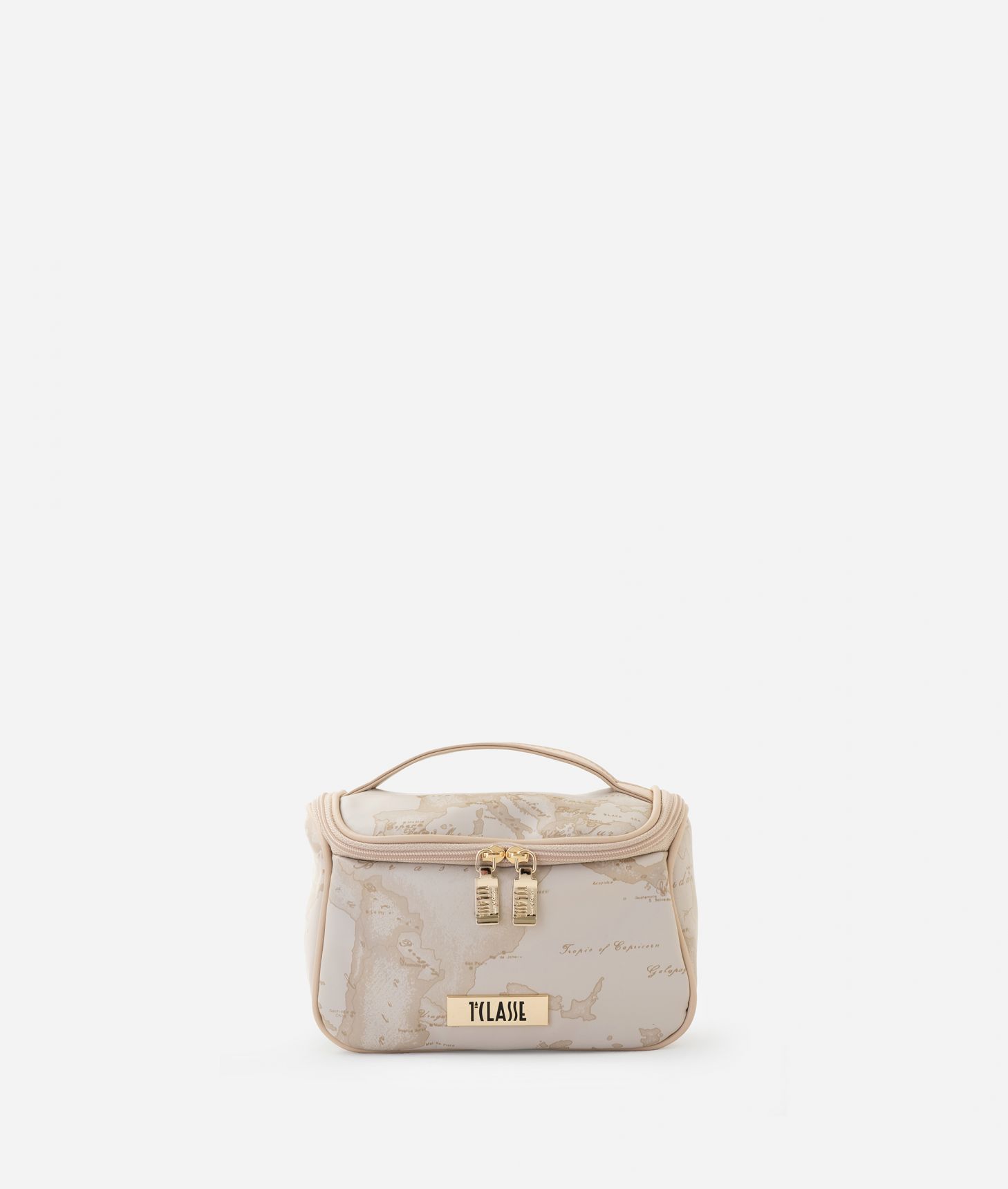 Rubberized fabric mini pouch Beige,front
