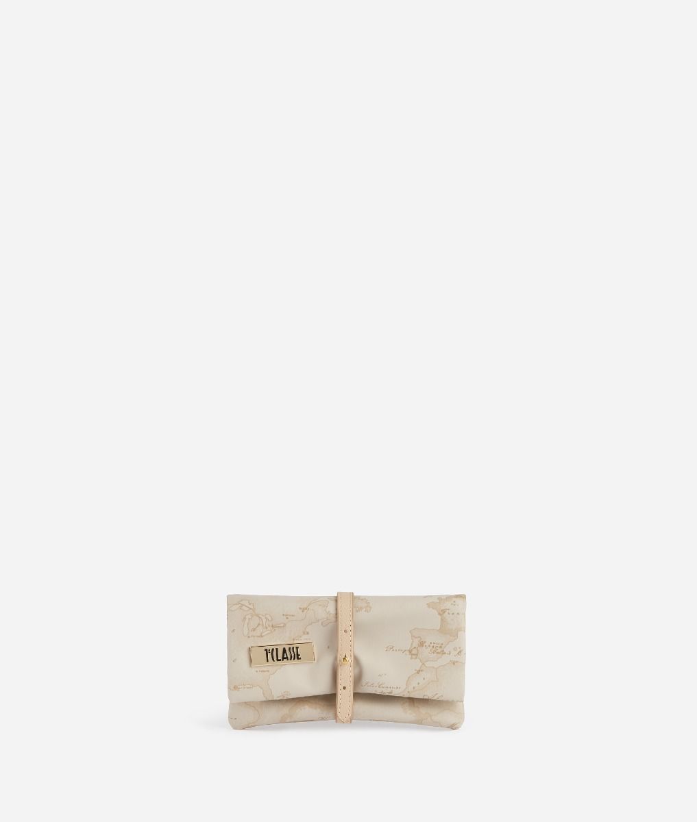 Map print pouch Beige,front