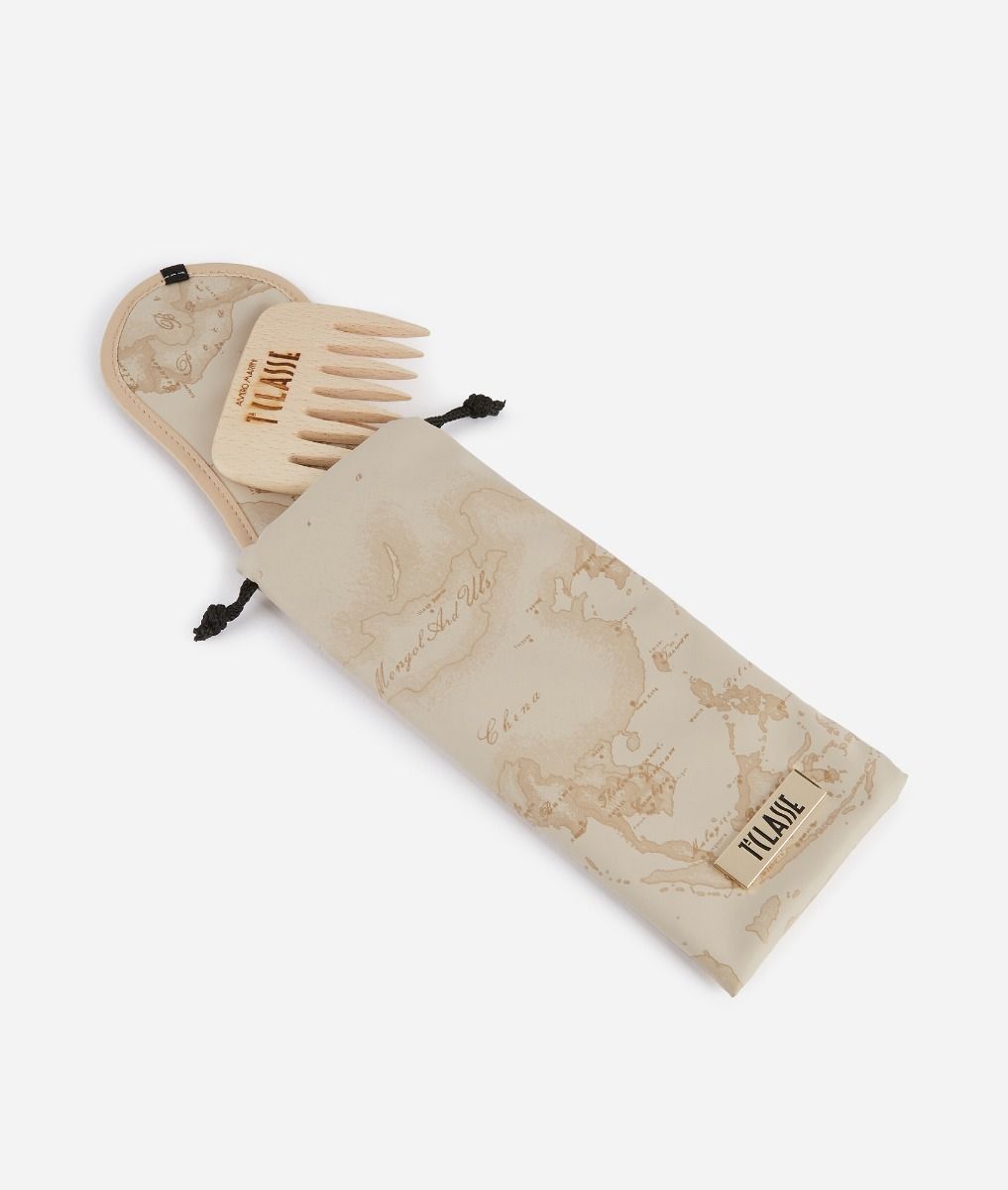 Pouch with comb and night mask Beige,front