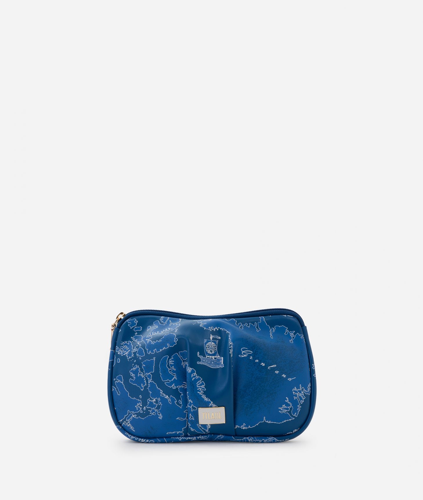 Pouch with tucks Geo Color Sea Blue,front