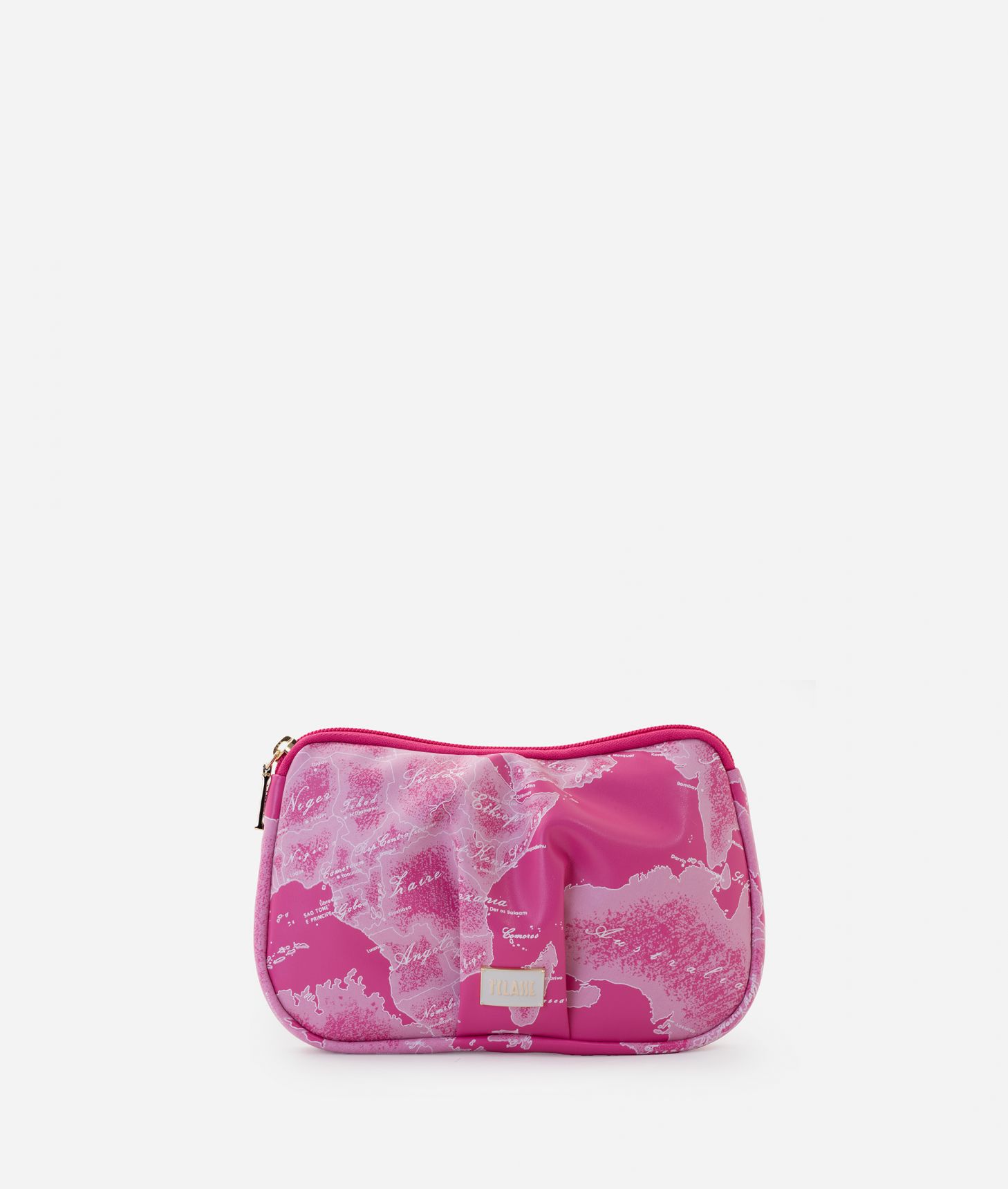 Pouch with tucks Geo Color Cyclamen,front