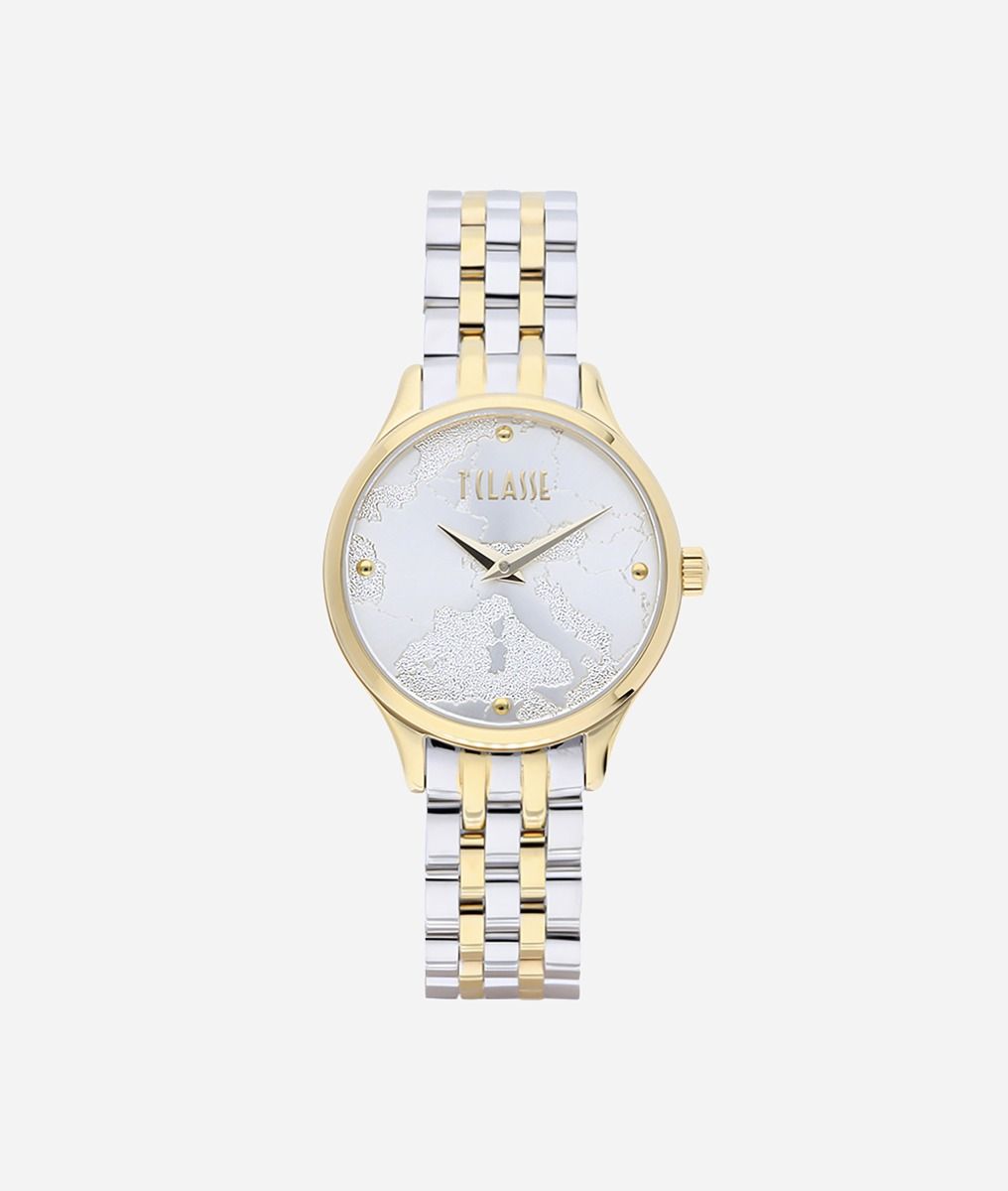 Capri Bicolor stainless steel watch Silver and Gold,front