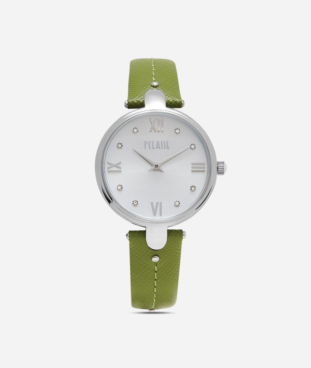 Santorini orologio con cinturino in pelle stampa saffiano Prato,front