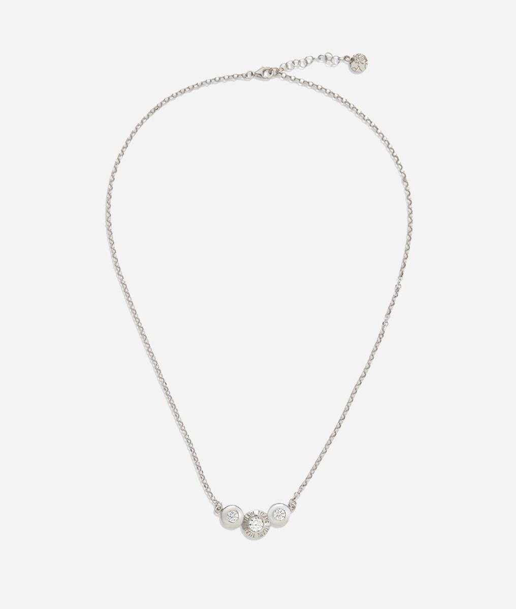 Champs-Élysées necklace with three white zircons in Silver,front