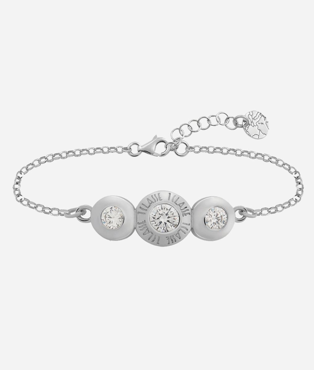 Champs-Élysées bracelet with three white zircons in Silver,front