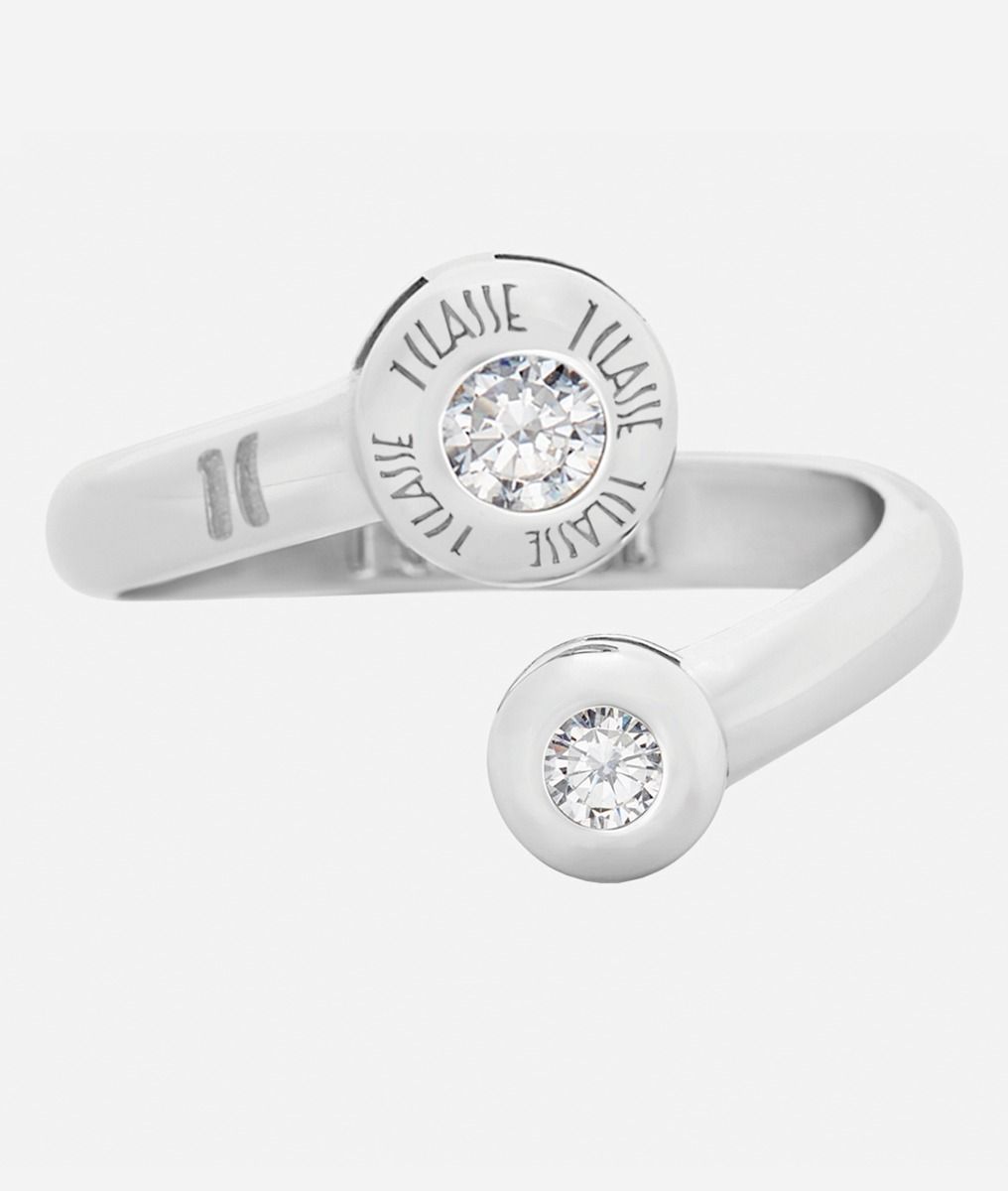 Champs-Élysées ring with white zircons in Silver,front