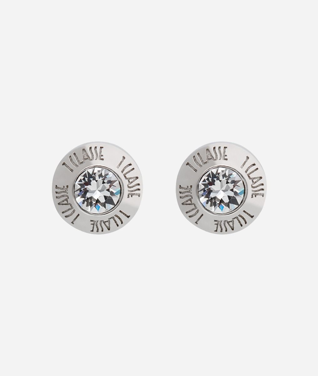 Champs-Élysées earrings with white zircons in Silver,front