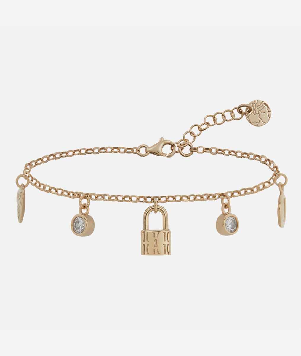 Rambla bracelet with charms dipped in Yellow Gold,front