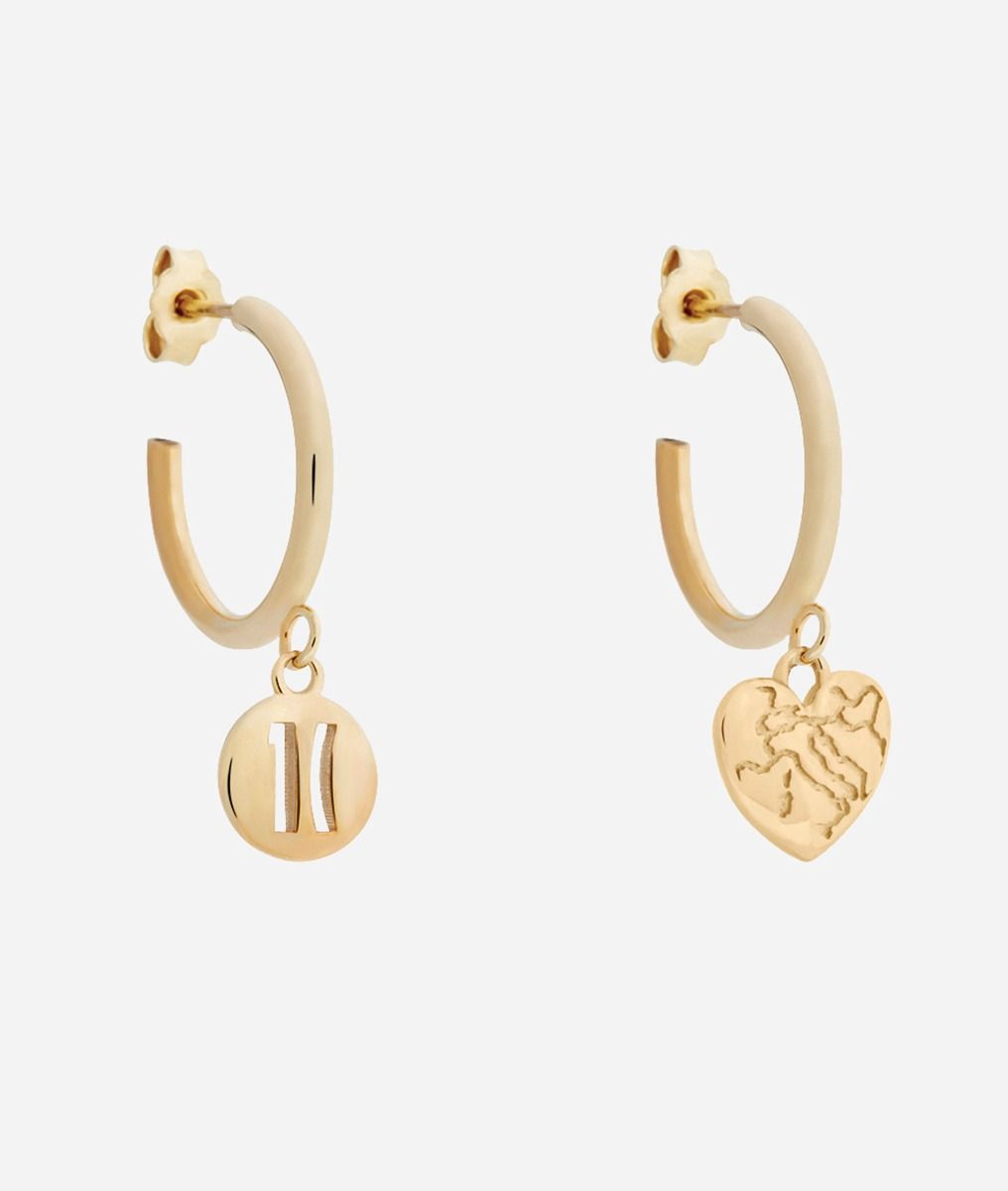 Rambla earrings with charms dipped in Yellow Gold,front