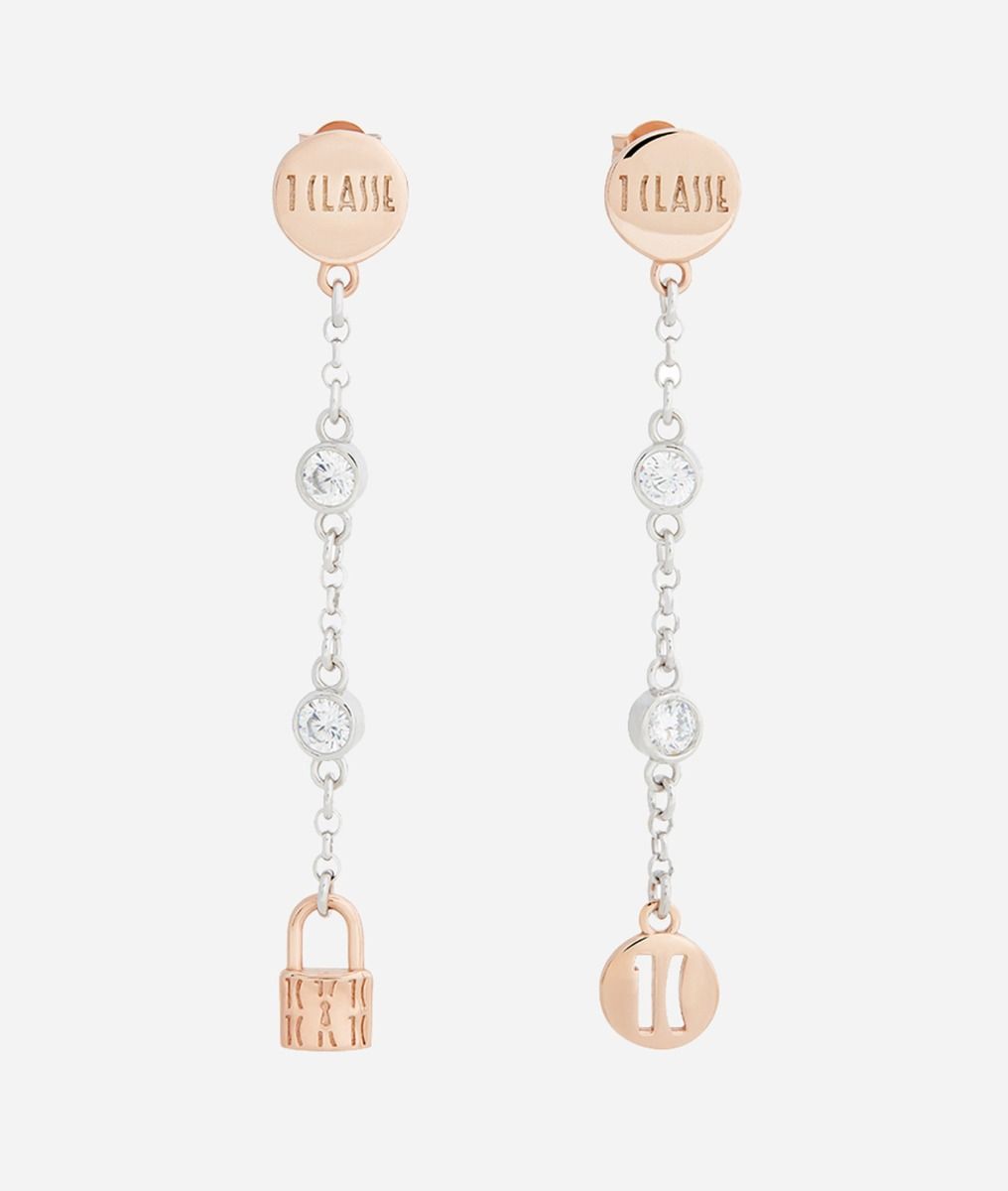 Rambla drop earrings with rose gold-plated details in Silver,front