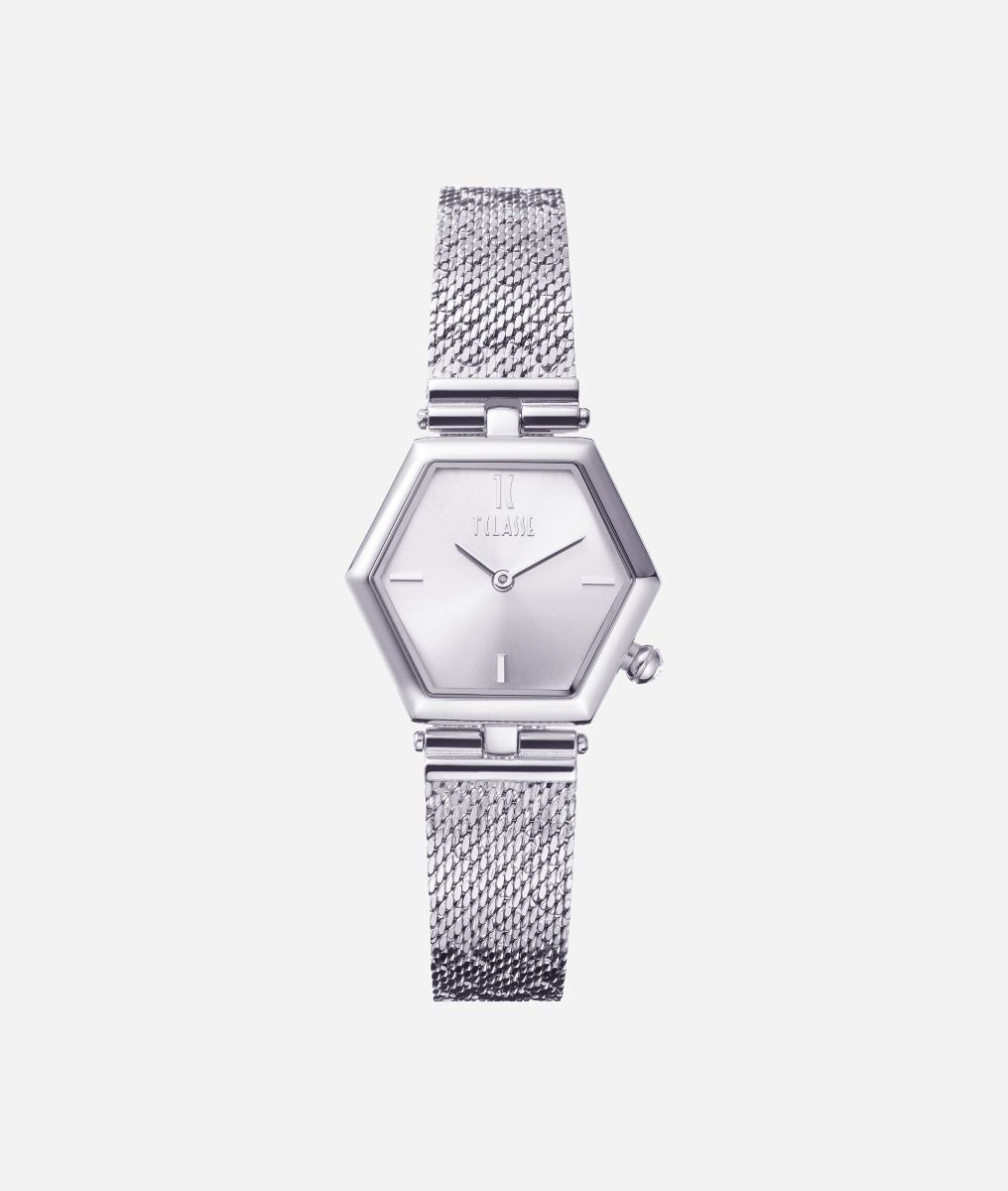 Salina orologio con cinturino in acciacio inossidabile Argento,front