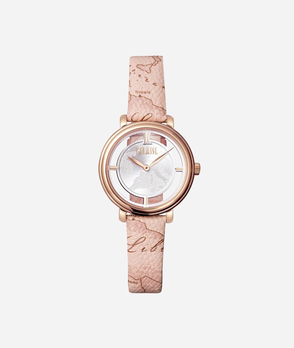 Capoverde Geo Beige print leather watch,front