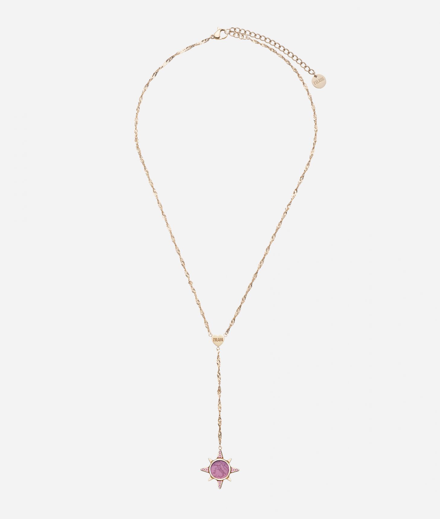 Compass Street girocollo con pendente Geo Pink Oro,front