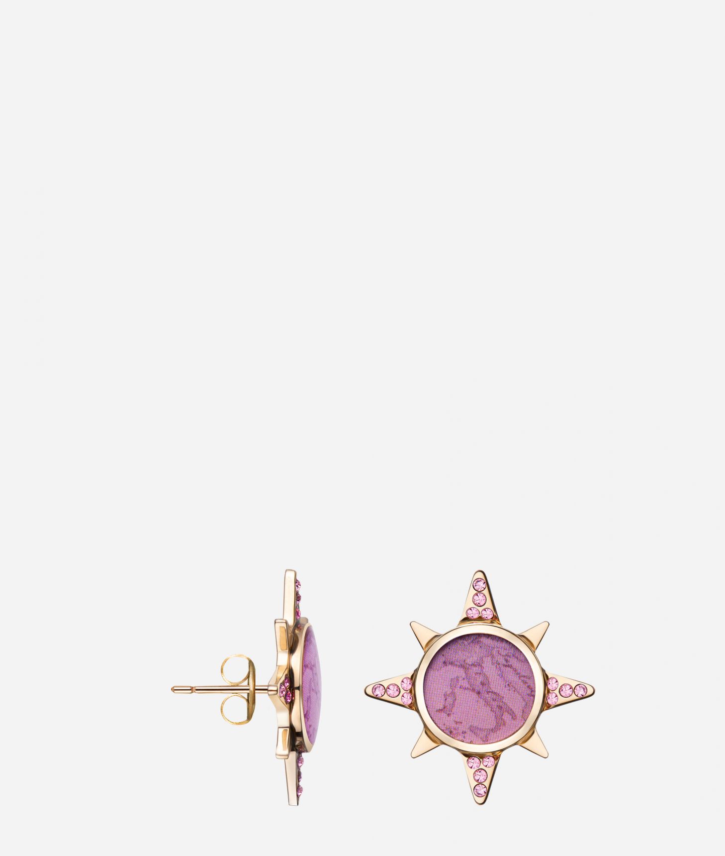 Compass Street orecchini a bottone Geo Pink Oro,front
