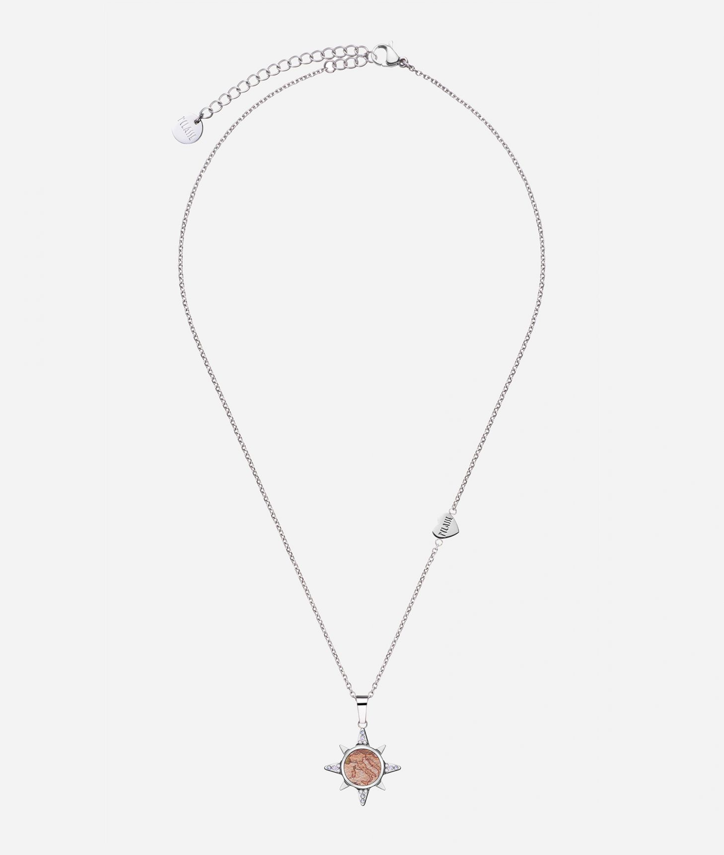 Compass Street necklace with Geo Classic charm Silver,front