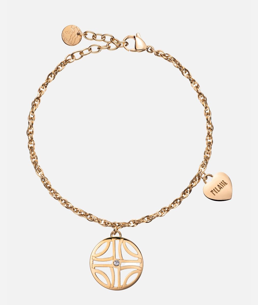 La Croisette gold-finish bracelet with charm,front