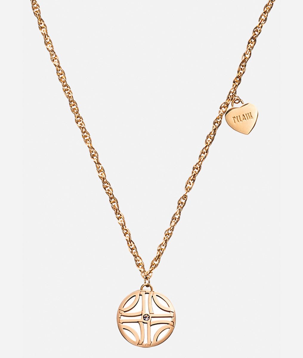 La Croisette gold-finish necklace with charm,front