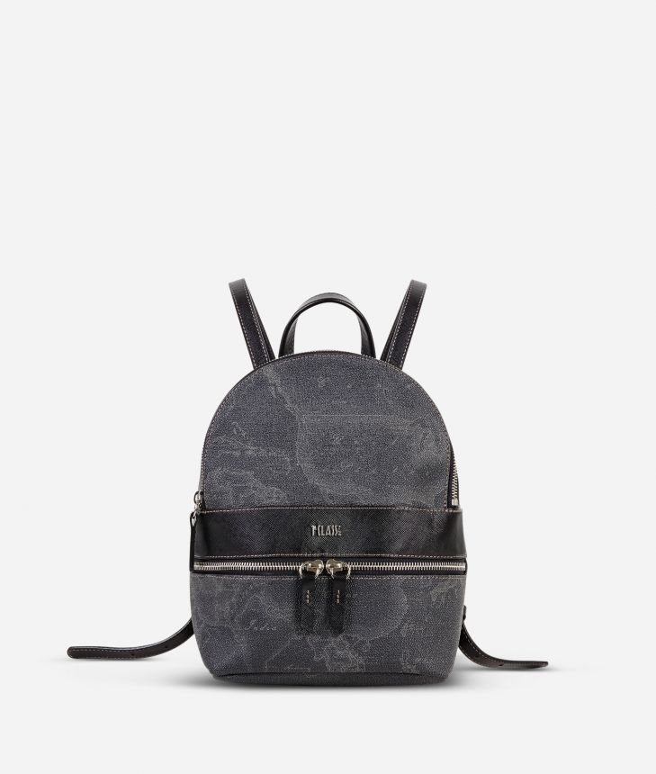 Geo Black Small backpack with logo,front