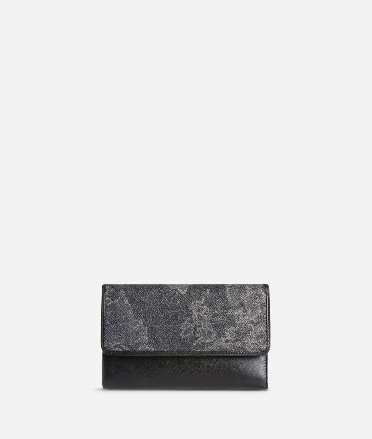 Geo Black Small wallet with pocket,front