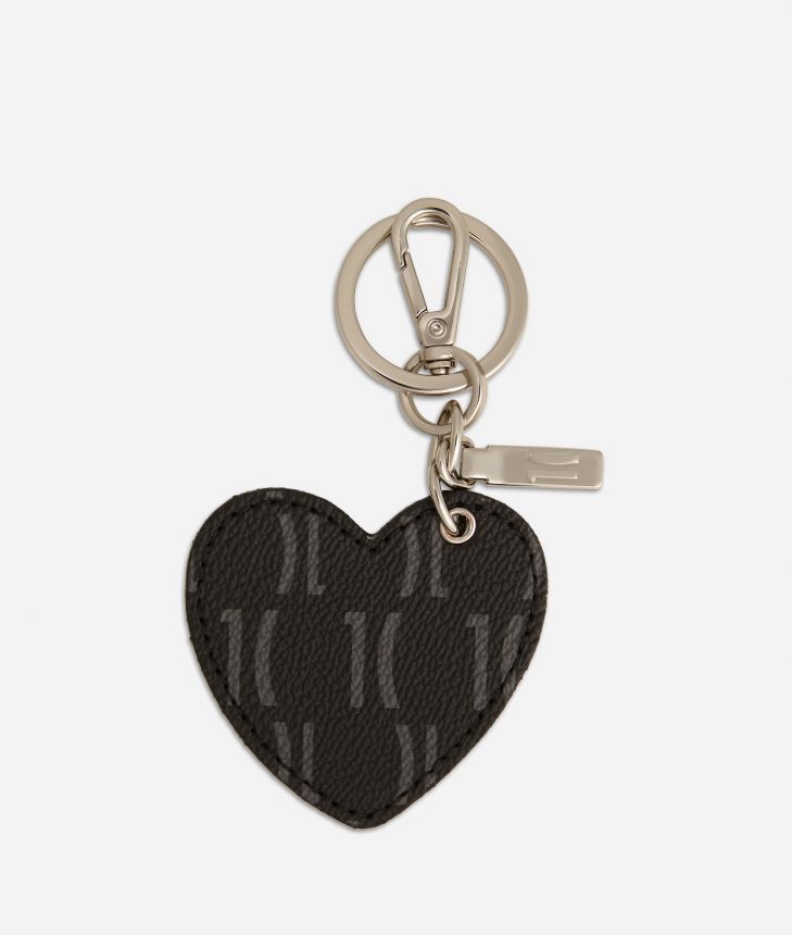 Monogram Heart-shaped Keyring Black,front