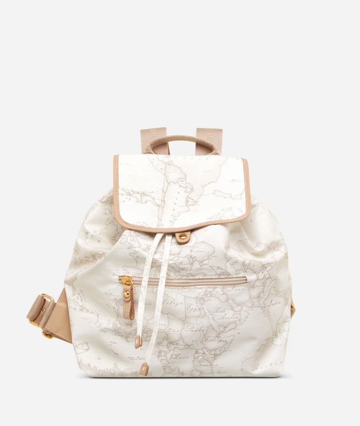 Geo Soft White Backpack with front pocket,front