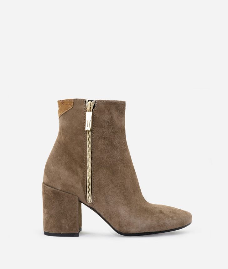 taupe leather ankle boots