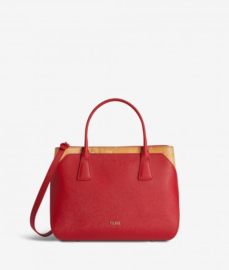Palace City medium handbag in saffiano fabric scarlet red,front