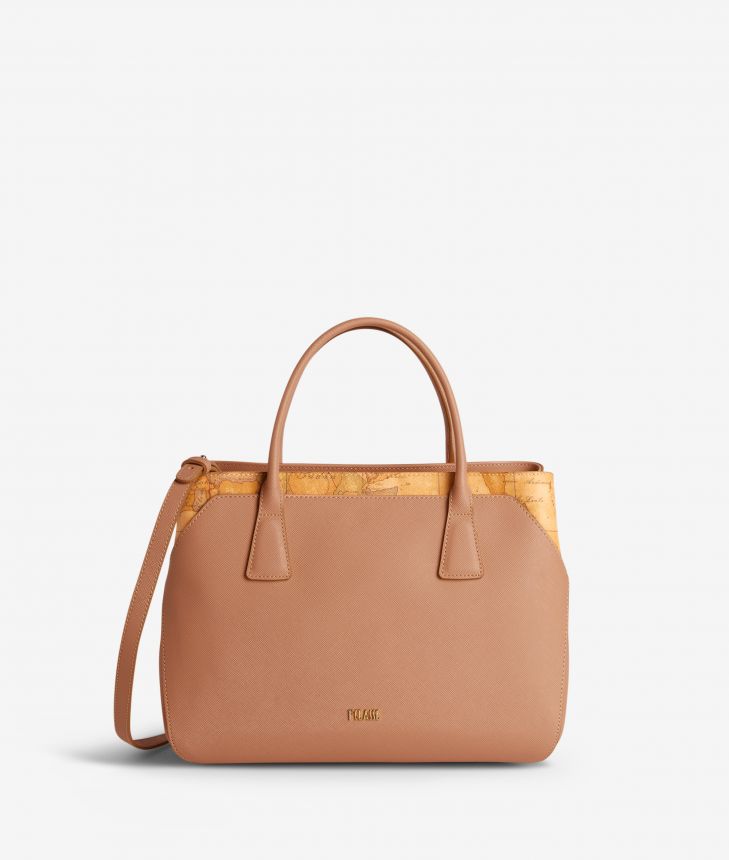 Palace City medium handbag in saffiano fabric cinnamon,front