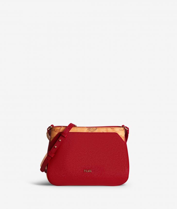 Palace City shoulder bag in saffiano fabric scarlet red,front