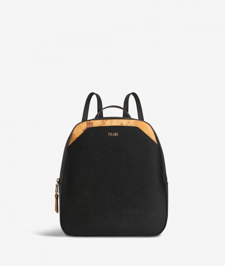 Palace City backpack in saffiano fabric black,front