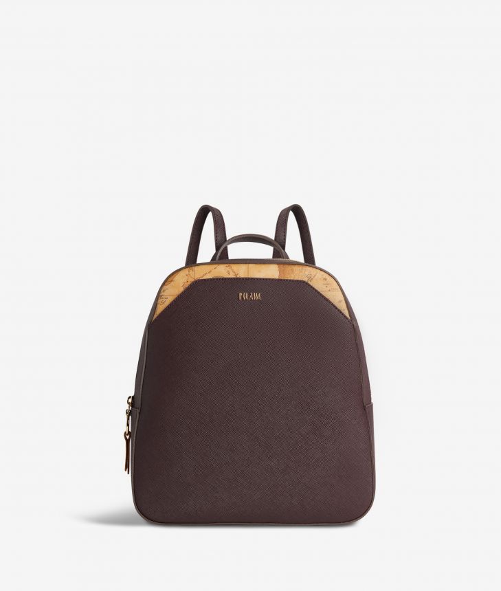 Palace City backpack in saffiano fabric plum,front