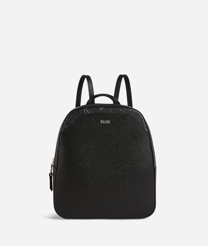Palace City backpack in saffiano fabric black,front