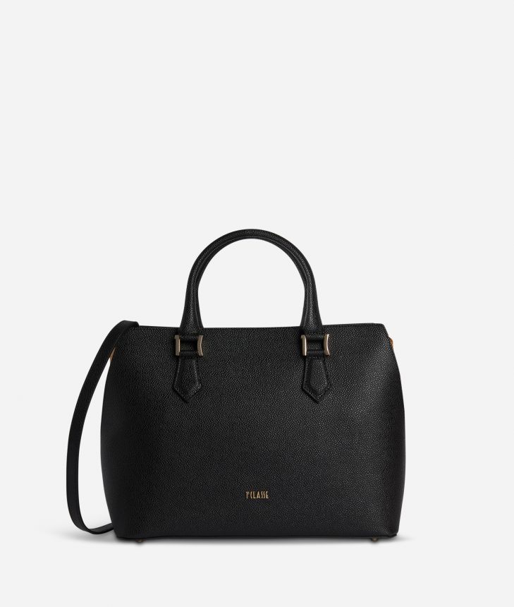 Urban Way handbag in caviar embossed synth fabric black,front