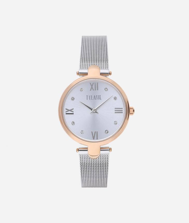Santorini  Bicolor stainless steel watch Silver and Rose Gold,front
