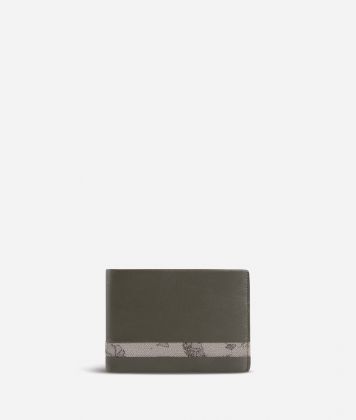 Small leather wallet Geo Dark fabric trims