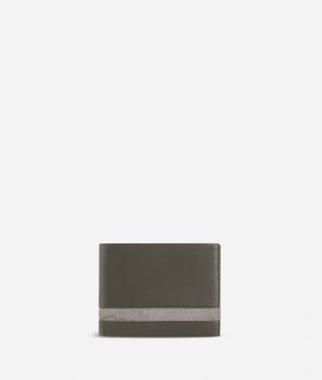 Small leather wallet Geo Dark fabric trims