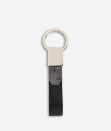 Key ring in Geo Dark fabric and leather